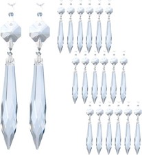 20Pcs Chandelier Icicle Crystal Prisms with Bead 20pcs silver Connector