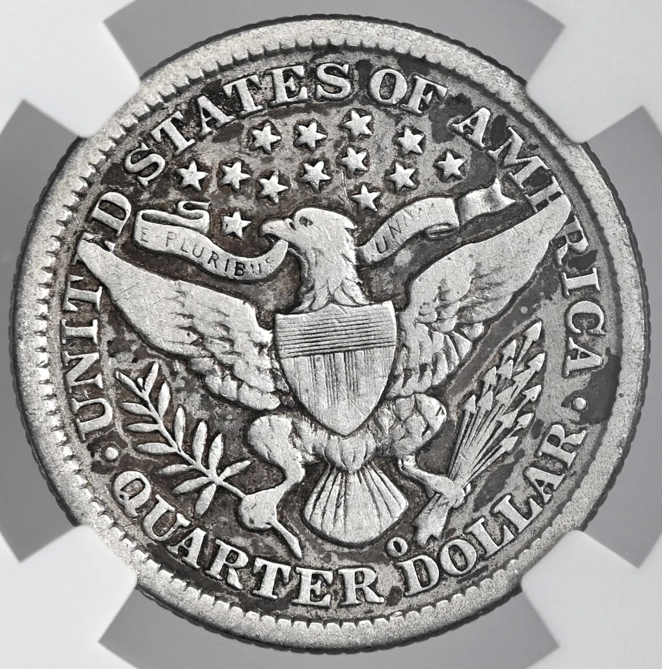 Cuarto de plata barbero 1894-O 25C NGC DETALLES FINOS "DAÑO ENVIRO" #8405236-022 Foto 3 de 4
