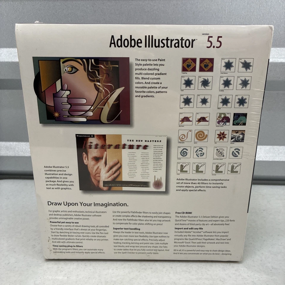 Vintage Adobe Illustrator 5.5 For Macintosh Deluxe Version On CD NOS/ Sealed - Image 2 of 4