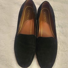 Vionic-Willa: black suede loafers womens size...