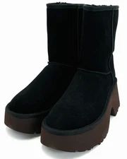 UGG Classic Short New Heights Women's Size 7 Black/Brown Platform Boots NIB