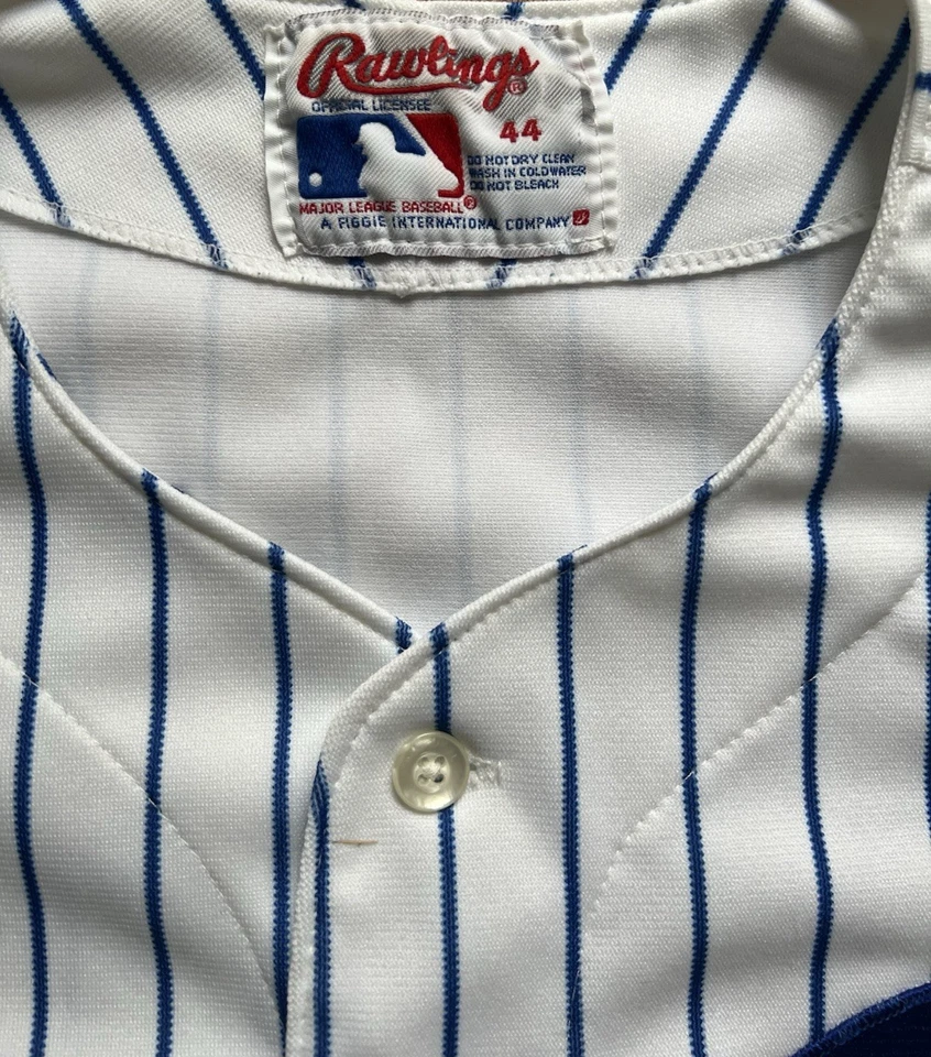 Vtg 80's Rawlings Chicago Cubs Jersey White Pinstripe #14 Ernie Banks Authentic - Image 3 of 4