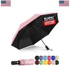 Automatic Umbrella Compact Folding Windproof Travel Size 42.5 Inch UPF 50 UV
