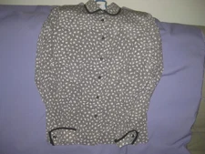 Vintage Guy Laroche White/Black Silk Blouse Collared Long Sleeve Size 36 France