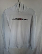 TOMMY JEANS Hoodie Large White sweatshirt Relaxed Fit