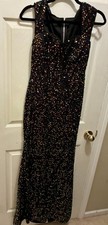 SHEIN Black Multicolor Sequin V-Neck Sleeveless Bodycon Maxi Dress M