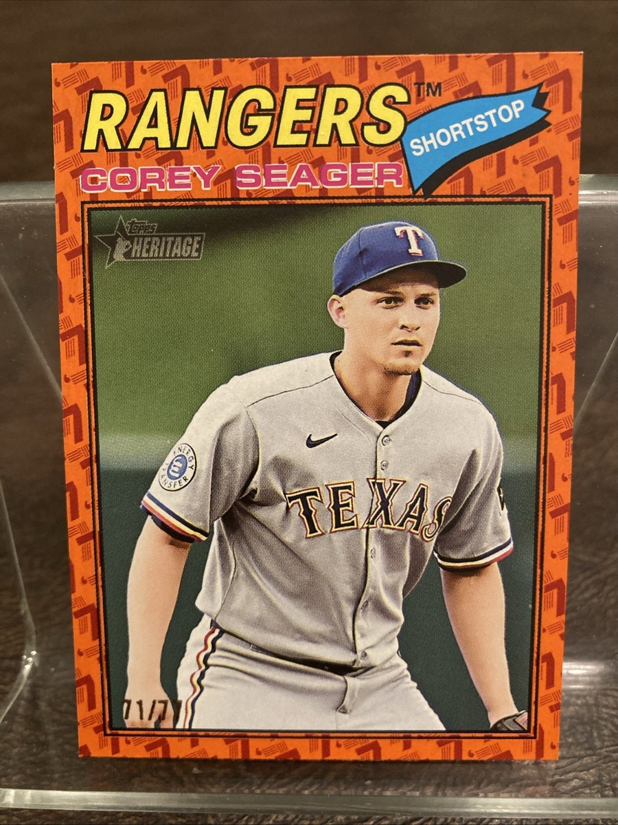 acgカード　　legend of  PTR⭐︎246 2026 Topps Heritage Corey Seager Color of the Year Orange #/77