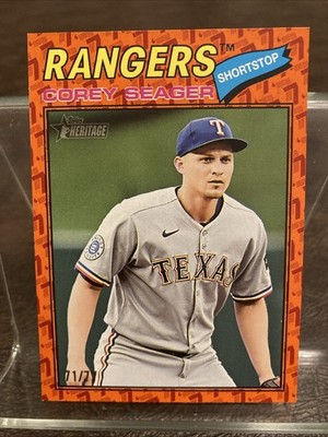 2026 Topps Heritage Corey Seager Color of the Year Orange #/77