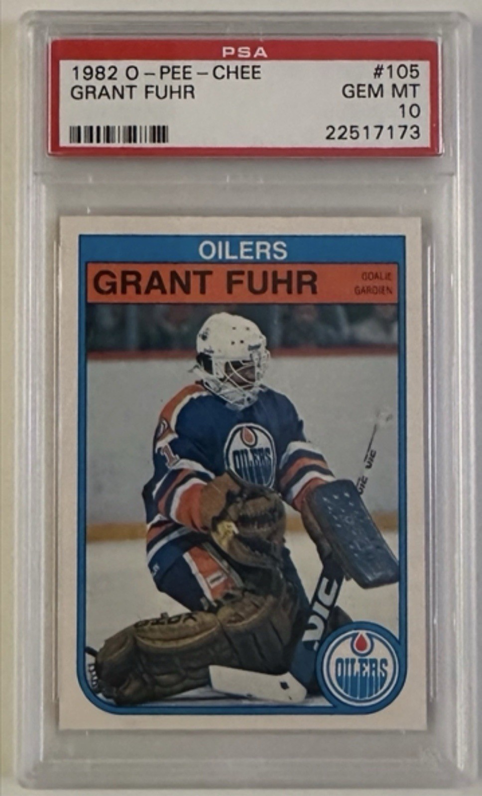 1982 O-PEE-CHEE #105 GRANT FUHR ROOKIE RC PSA 10 HALL OF FAME LOW POP OILERS