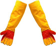 24in Long Sleeve Leather Welding Gloves 23.6 Heat Resistant Fireplace Use