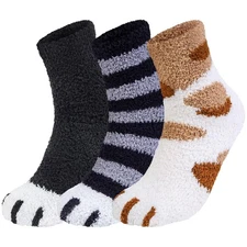3 Pairs Womens Fuzzy Socks Winter Warm Fluffy Soft Slipper Home Sleeping Cute...