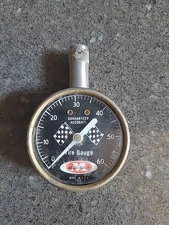 Vintage Accu-Gage 60 PSI Dial Tire Gauge With Racing Flags