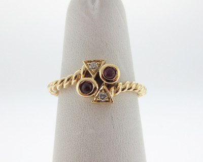 Natural Rubies Diamonds Solid 18k Yellow Gold Wired Band Ring FREE Sizing