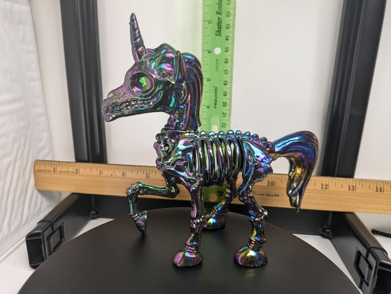 Iridescent Unicorn Skeleton Halloween Decoration statue figurine plastic 7”