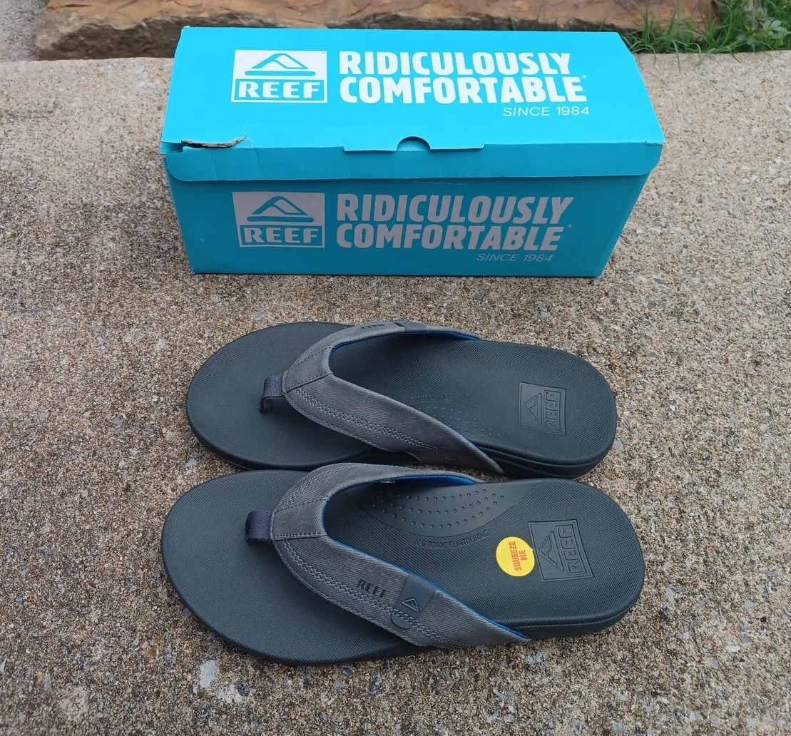 REEF RIDICULOUSLY COMFORTABLE サンダル 9 Reef Mens Ridiculously Comfortable Flip Flop Sz 8 Grey/blue