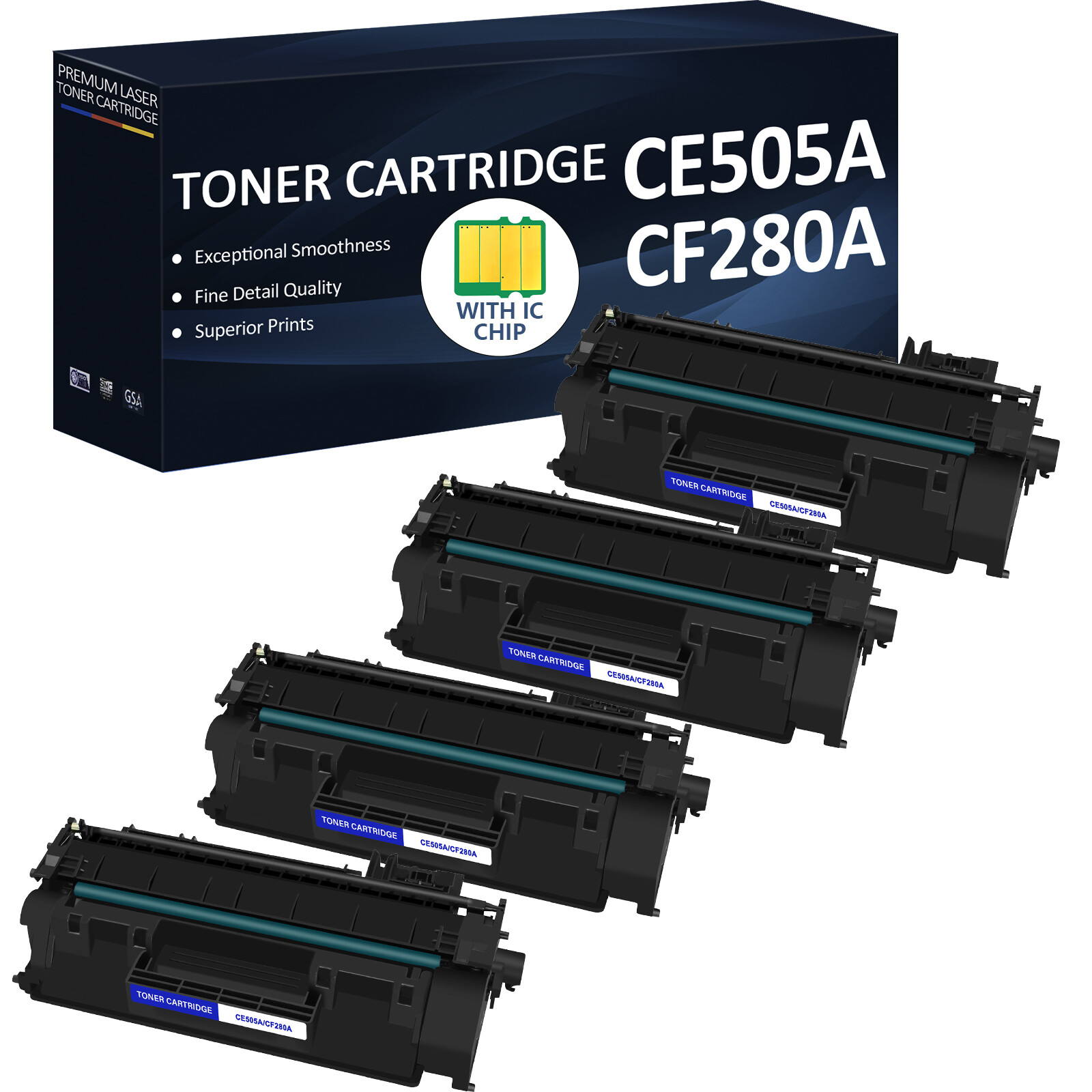 4PK CE505A / 05A Toner Cartridge Compatible For HP LaserJet P2050 P2055 US Ship