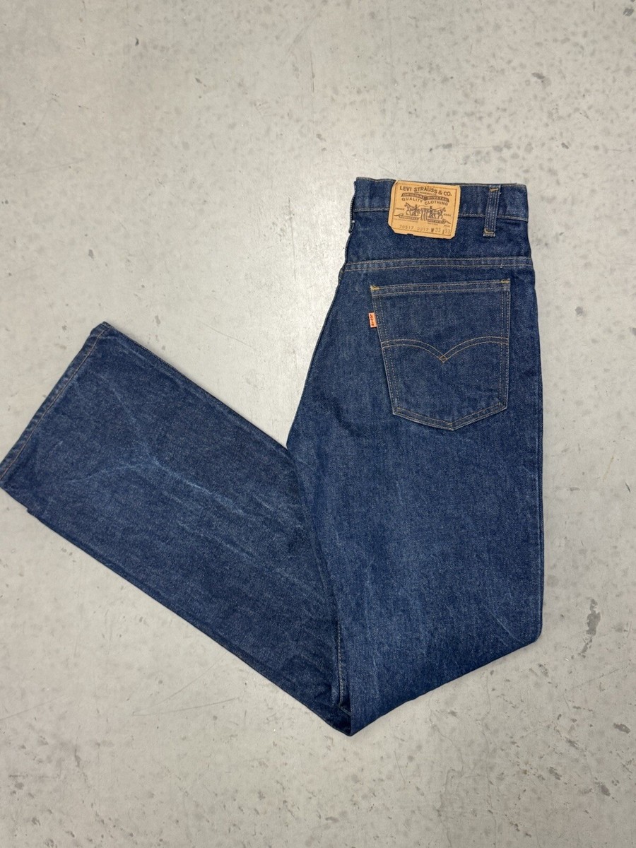 Vintage Levis 517 Boot Cut Orange Tab Jeans 32x32 Blue Dark One