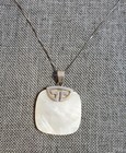 Sterling Silver Mother Of Pearl Pendant Necklace Long 30"
