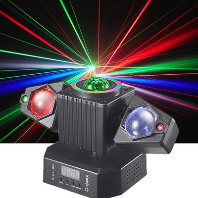 Party Licht Moving Head DMX Rotierende Disco Kugel Laserstrahl Strobe Projektor
