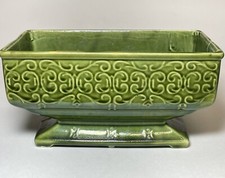Green Footed Planter with Filigree Pattern on Sides 8.75" x 4 5/8"