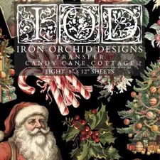 Candy Cane Cottage IOD Transfer RETIRED Iron Orchid Designs Christmas Transfer