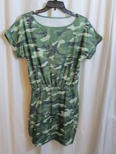 Womens Camo Shift T - Dress Mini Greens Mix Short Sleeve Large