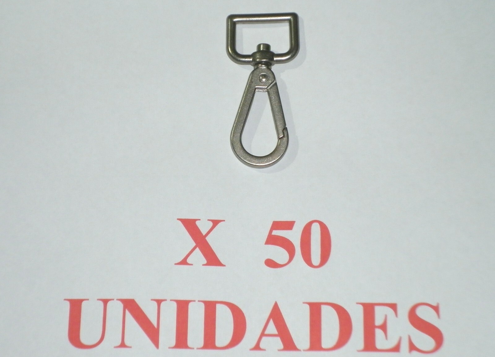 50 Mosquetones ZAMAK plata vieja de 20 mm. medidas exteriores 27 X 58 mm.