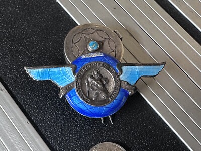st christopher saint pin enamel vintage antique RRL