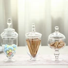 3 pcs 9" 10" 11" tall Clear Glass Apothecary Jars Lids Wedding Supplies