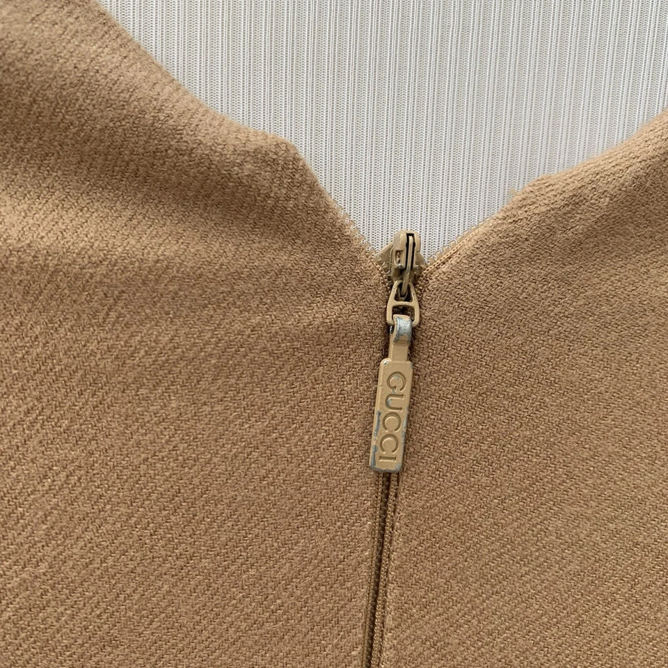 GUCCI A Line Dress Size XS Beige Sleeveless Wool Cashmere Made In Italy #R - Image 3 of 4