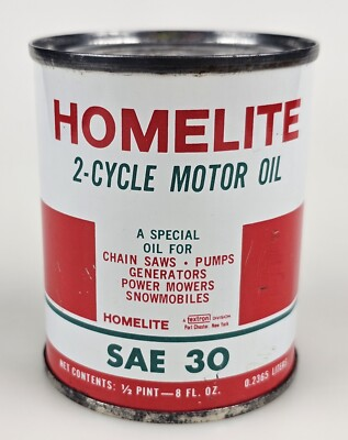 #ad Homelite 2 Cycle Motor Oil SAE 30 1 2 Pint 8 Fl. Oz. PT# 23394 Unused Full Can $34.95