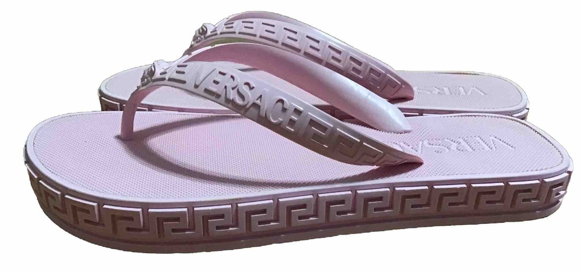 Versace Greca Women's Candy Pink Flip Flops Shoes Size 40