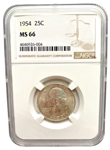1954 WASHINGTON NGC MS 66 SILVER QUARTER great price BEAUTIFUL BRIGHT MINT STATE