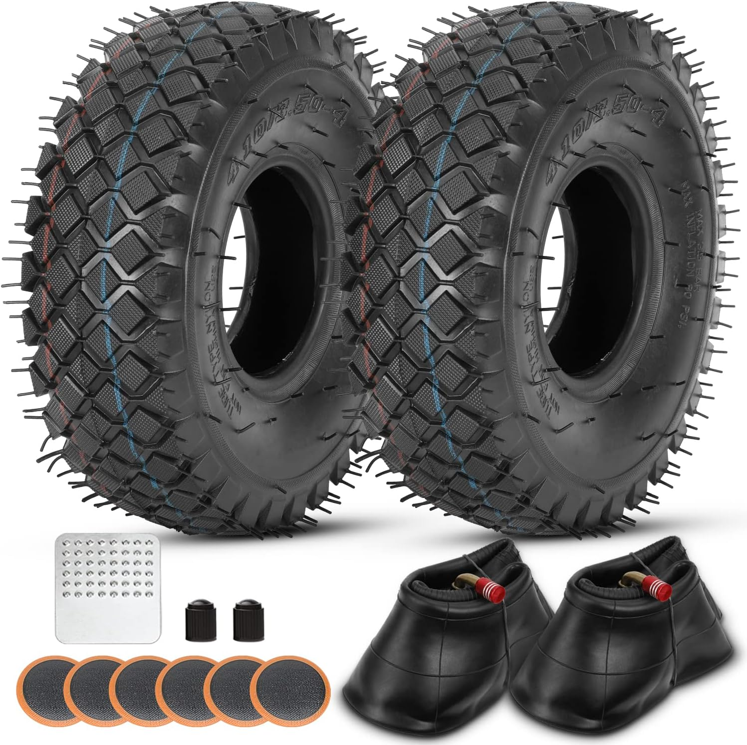 4.10/3.50-4 4.10-4 410- Tire & Inner Tube for Lawn Mowers Hand Trucks Dollies Wh