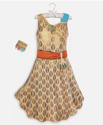 NWT Disney Store Girls Pocahontas Costume Dress Up Brown Dress