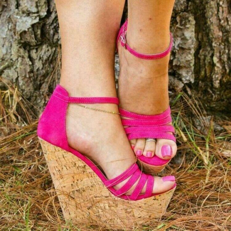 Fashion Women's Super Wedges Platform High Heel Party Sandals Shoes Oversize Hot