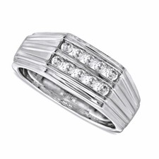 Men's 1/2 CT. T.W. Diamond Double Row Wedding Band in 10K White Gold