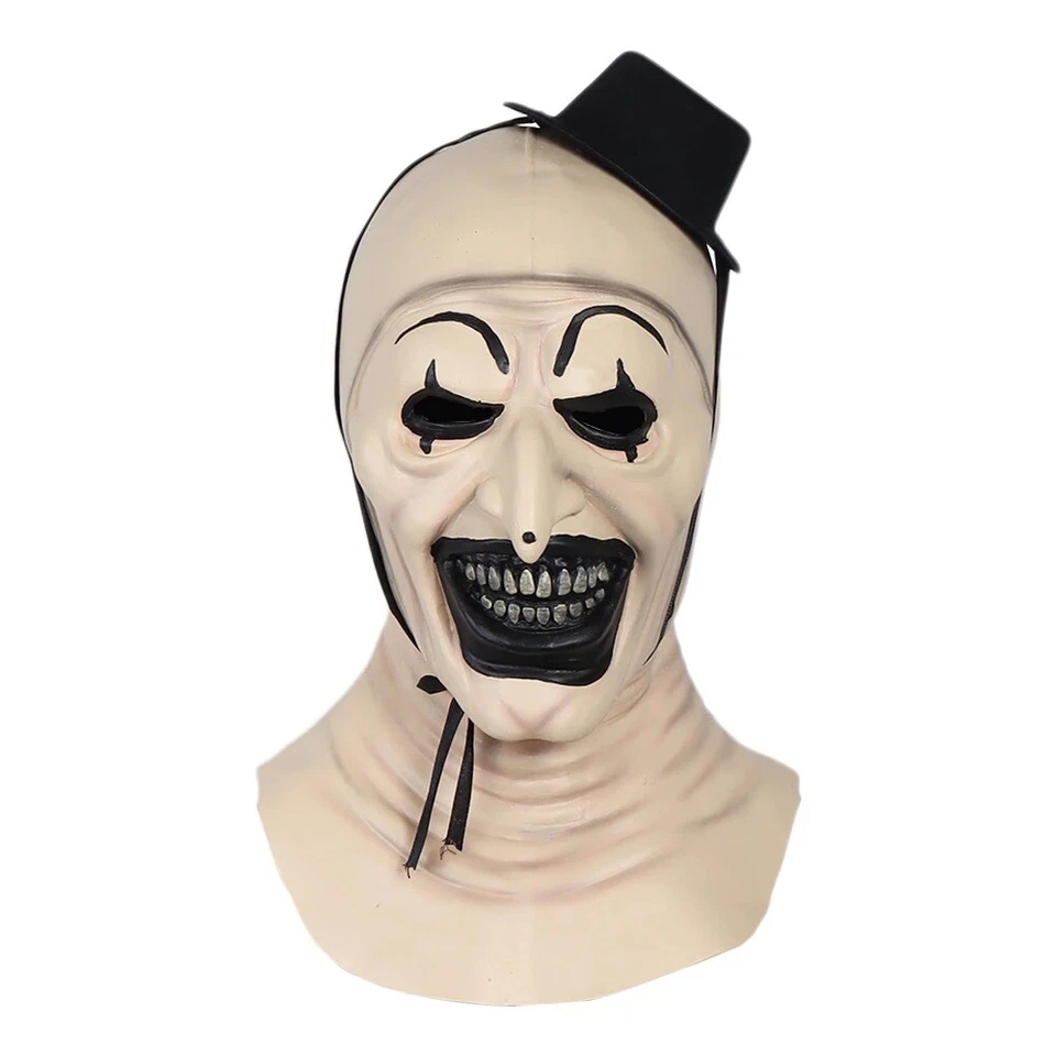 Black Hat Joker Mask Terrifier Art The Clown Cosplay Latex Mask Halloween Props - Image 4 of 4