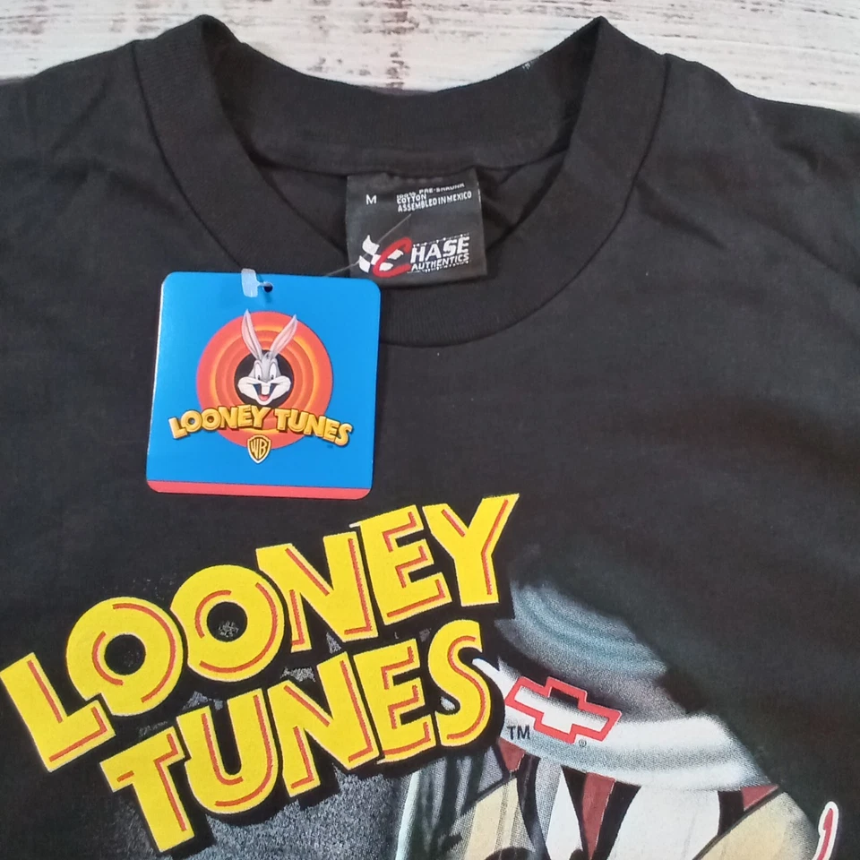Vintage 90s Kevin Harvick T Shirt Mens M Black Looney Tunes Taz Nascar Racing - Image 4 of 4