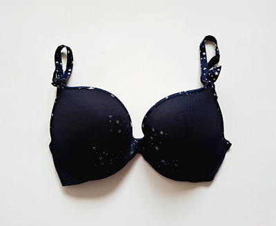 Chantal Thomass Navy Blue Star Print Bra Size 34 D