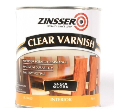 Zinsser 32 Oz 331403 Gloss Clear Varnish Interior Superior Scratch Resistance 