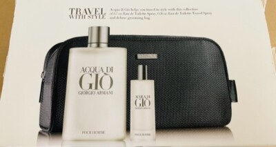 ACQUA DI GIO GIORGIO ARMANI MEN SET 6.7 & .67 OZ EAU DE TOILETTE