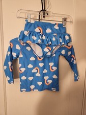 Youth girls size 6 two piece swim set blue with rainbows from DOT Australia