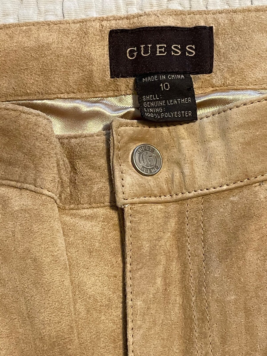 Vintage Guess Leather Suede Tan Pants, Women