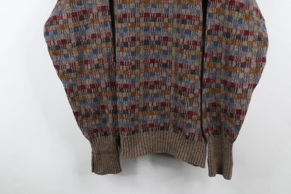 Vintage 90s Woolrich Mens Medium Heavyweight Rainbow Wool Knit Crewneck Sweater - Image 3 of 4