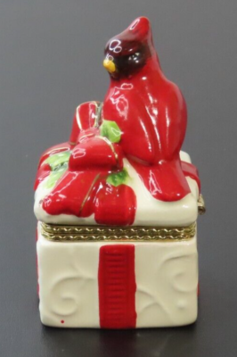 Cardinal Red Bird Sitting on Gift Tricket Box 1.75