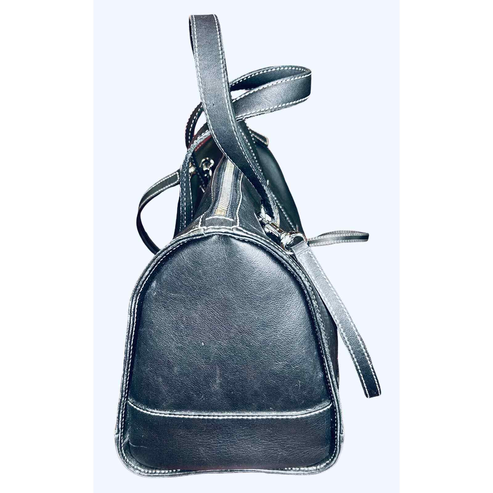 Coach Black Leather Duffle/Crossbody Bag Gem