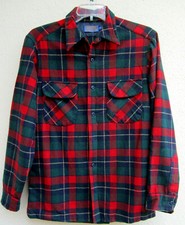 VTG 60s..PENDLETON..WOOL..BOARD..SHIRT..LOOP COLLAR..FLAP POCKET..PLAID..MEN MED