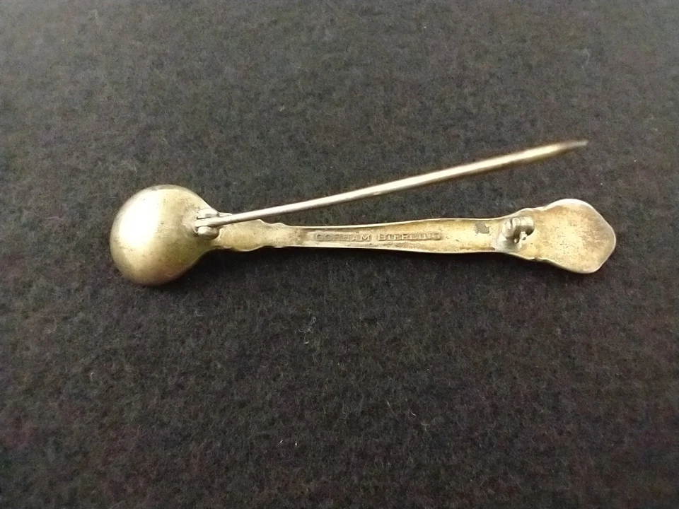 VINTAGE GORHAM STERLING SILVER SALT SPOON PIN CHANTILLY ≈2⅞" JEWELRY BROOCH  - Image 3 of 4