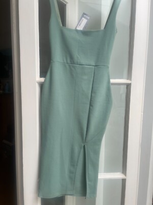 Dress size 6 sage green, Nasty Gal, brand new with labels, straps and slit | eBay UK Dress size 6 sage green, Nasty Gal, brand new with labels, straps and slit | eBay UK